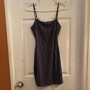 Elegant Black and White Striped Mini Dress